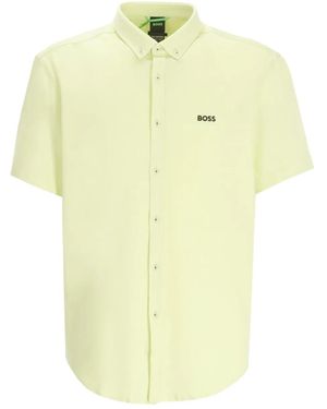 BOSS Short-sleeve Poplin Shirt - Yellow