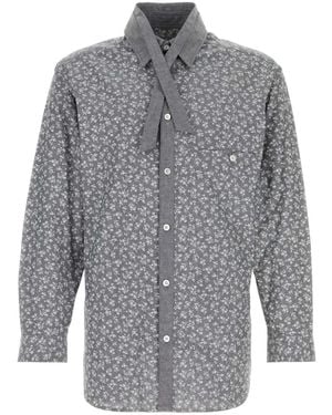 Yohji Yamamoto Floral-Print Cotton Shirt - Grey