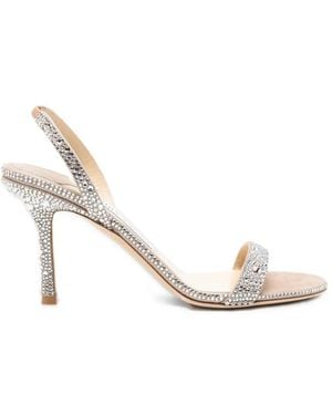 Jimmy Choo Jenn 85 Crystal-Embellished Slingback Sandals - White