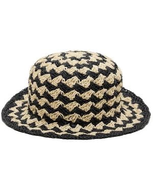 Closed Patterned Sun Hat - White
