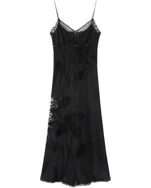 Ermanno Scervino Lace-trim Floral-appliquè Midi Dress - Black