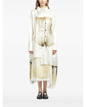 IA London Asymmetric Corset-Print Shirt - White