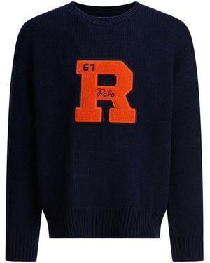 Polo Ralph Lauren Letter-Appliqué Wool Jumper - Blue