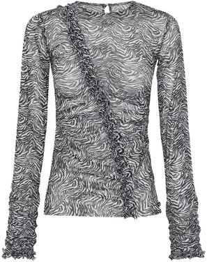One Teaspoon Zebra-Pattern Blouse - Grey