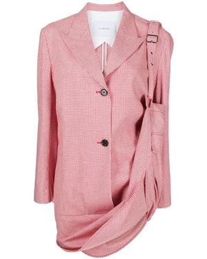 Pushbutton Check-Print Cotton Dress - Pink