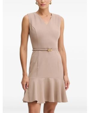 MARCIANO BY GUESS Belted V-Neck Midi Dress - Natural