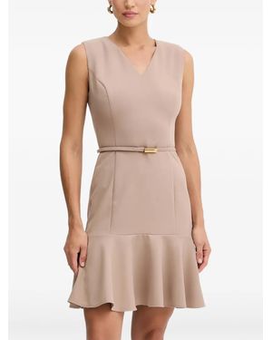 MARCIANO BY GUESS Belted V-Neck Midi Dress - Natural