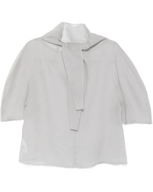 Amomento Tie-Fastening Sheer Blouse - Grey