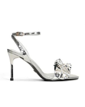 GOLD&ROUGE Layna Ruffled Studded Sandals - White