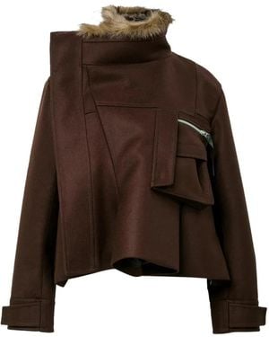 Sacai Melton Jacket - Brown