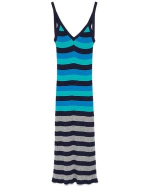 Sonia Rykiel Abito Lungo A Righe - Blu