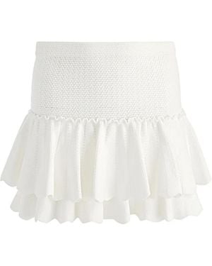 Alice + Olivia Siya Pointed-Hem Mini Skirt - White