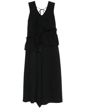 A Tentative Atelier Asymmetric Hand-Smocking Drapy Dress - Black