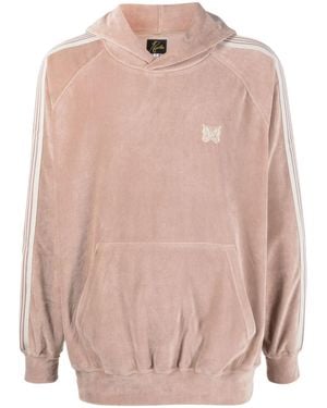 Needles Side-Stripe Velour Hoodie - Pink