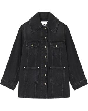 Ganni Buttoned Denim Jacket - Black