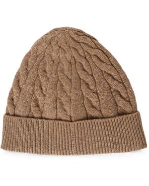 Loro Piana Cedar Cable-Knit Beanie Hat - Brown