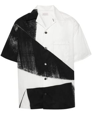 McQueen Black & White Brushstroke Hawaiian Shirt