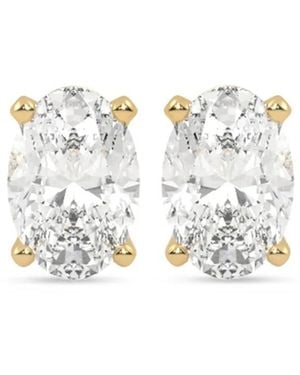 VEYNOU Pendientes Arden En Oro Amarillo De 14 Ct Con Diamantes - Blanco