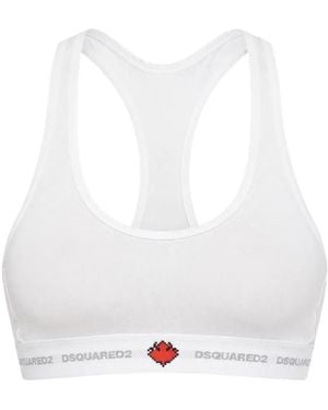 DSquared² Logo-Lettering Sports Bra - White