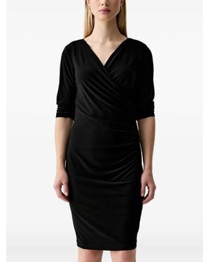Joseph Ribkoff Ruched Wrap-Style Mini Dress - Black