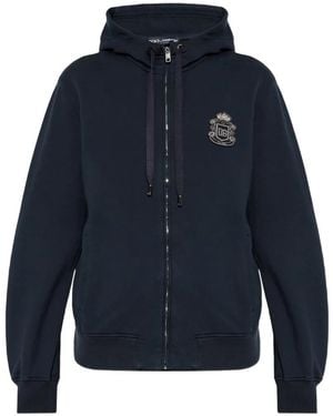 Dolce & Gabbana Logo-patch Zip-up Hoodie - Blue