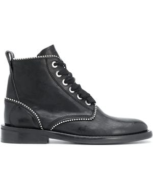 Zadig & Voltaire Studded Lace-Up Leather Boots - Black
