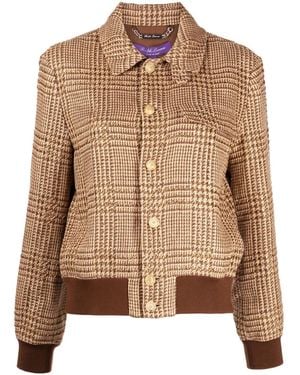 Ralph Lauren Plaid-Check Bomber Jacket - Brown