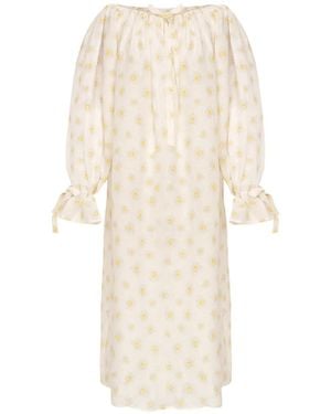 Sleeper Vestido Midi Cha-Cha Con Volantes - Blanco