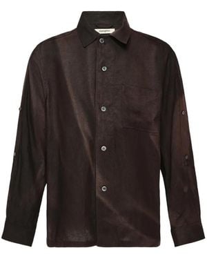 JiyongKim Chemise Boutonnée À Effet Délavé - Brown