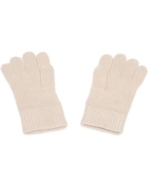 Calvin Klein Ribbed Logo-Patch Gloves - Natural