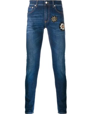 McQueen Patch Embellished Skinny Jeans - Blue