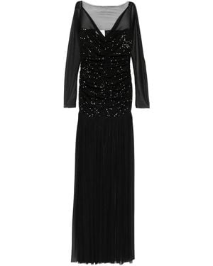 Atu Body Couture Mesh Maxi-Jurk Verfraaid Met Pailletten - Zwart