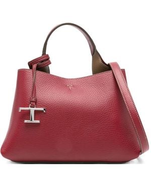 Tod's Mini T-Logo Leather Tote Bag - Red