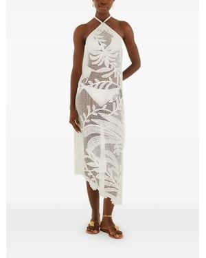 FARM Rio Crochet-Knit Halterneck Midi Dress - White