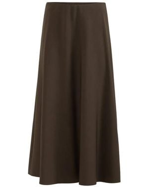 Brunello Cucinelli Comfort Virgin Wool And Viscose Twill Flute Skirt - Brown