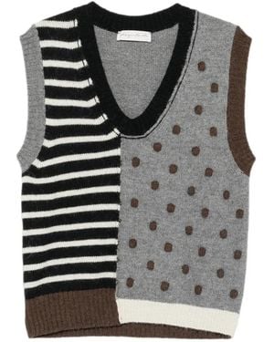 Phisique Du Role Patchwork Striped Vest - Black