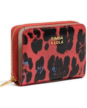 Bimba Y Lola Leopard-Print Zip Wallet - Red