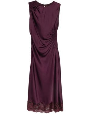 Ermanno Scervino Lace-Trim Ruched-Detailing Midi Dress - Purple