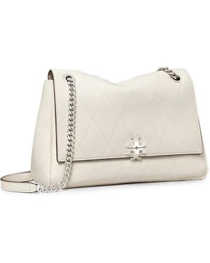 Tory Burch Charlie Quilted Shoulder Bag - White