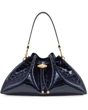 Jimmy Choo Borsa A Spalla Cinch Media Con Effetto Coccodrillo - Blu