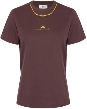 Elisabetta Franchi T-Shirt Con Decorazione - Viola