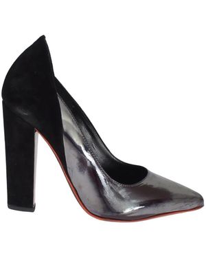 Cedric Charlier Patent Leather Suede Court Shoes - White