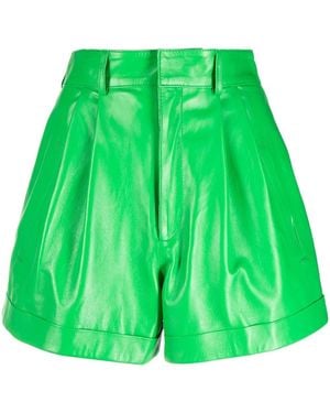 Manokhi High-Waisted Leather Shorts - Green