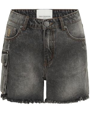 One Teaspoon Legends Frayed Cargo Shorts - Grey