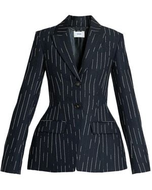 Erdem Stripe-Pattern Fitted Blazer - Blue