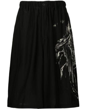 Yohji Yamamoto Graphic-Print Bermuda Shorts - Black