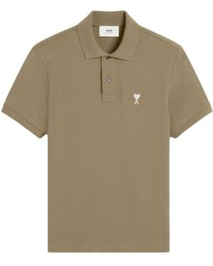 Tシャツ・カットソー AMI PARIS Cream viscose blend oversize polo shirt Ami Paris Ami Cream Viscose Blend Oversize Polo Shirt in