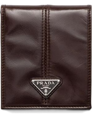 Prada Leather Bi-Fold Wallet - Brown