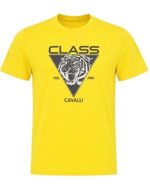 Roberto Cavalli Logo-Print T-Shirt - Yellow