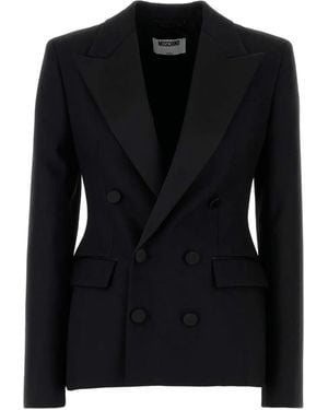 Moschino Double-Breasted Wool Blazer - Black